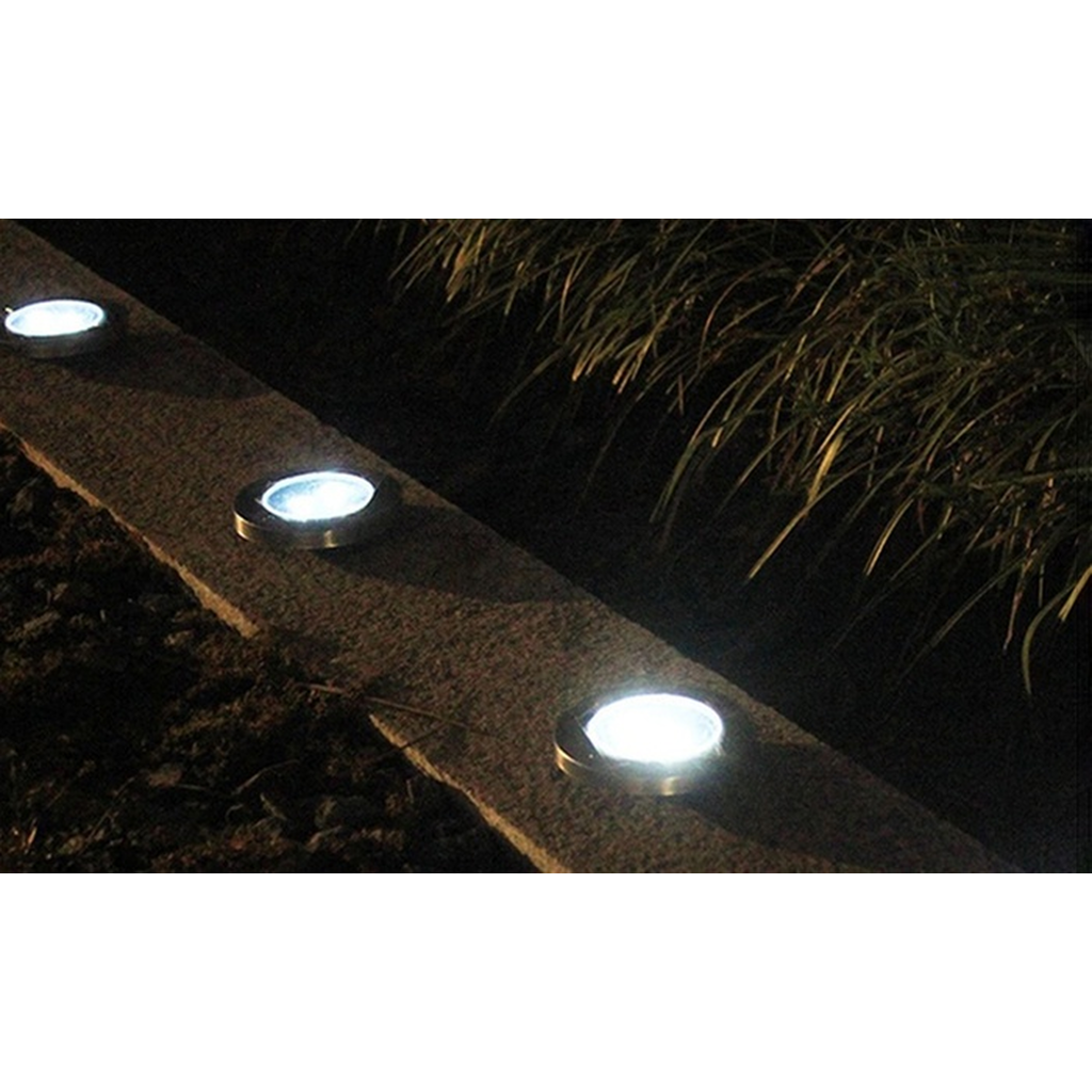 Solar-Powered 8-LED Pathway Disk Lights 4 Pack  (Ships From USA)